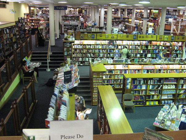 The basement of Blackwell's Bookshop -- taken from the designated "best photo op" vantage point!  By the way, there's also I think... 4 floors or so above ground, full of books.  Book paradise!